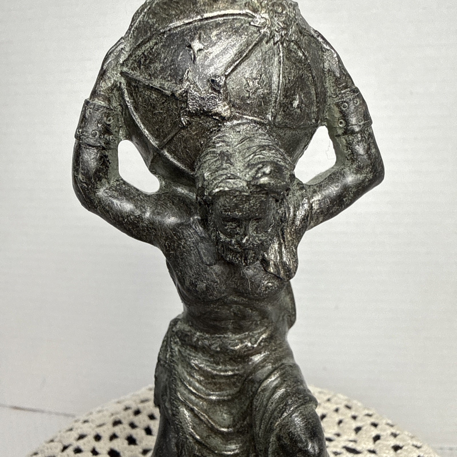 GREEK ATLAS GOD Astrology Globe on Back 5.25”Statue Sculpture BELLAA Home Decor