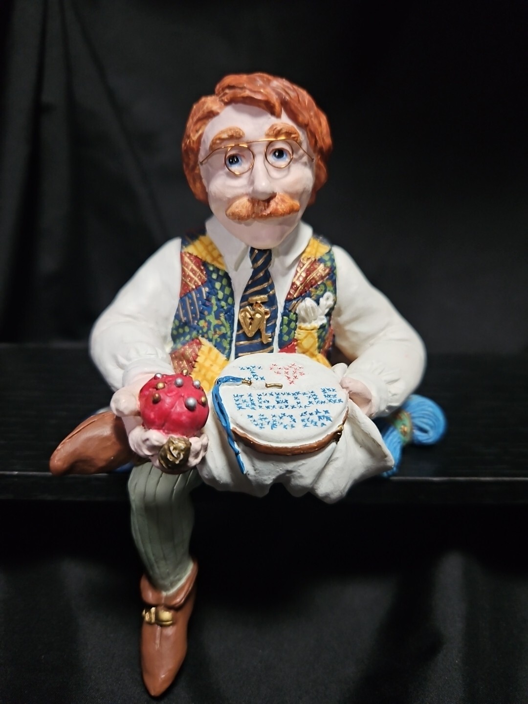Keeper of Needlework Shelf Sitter Figurine Shenandoah Designs No Box Quilt Knit