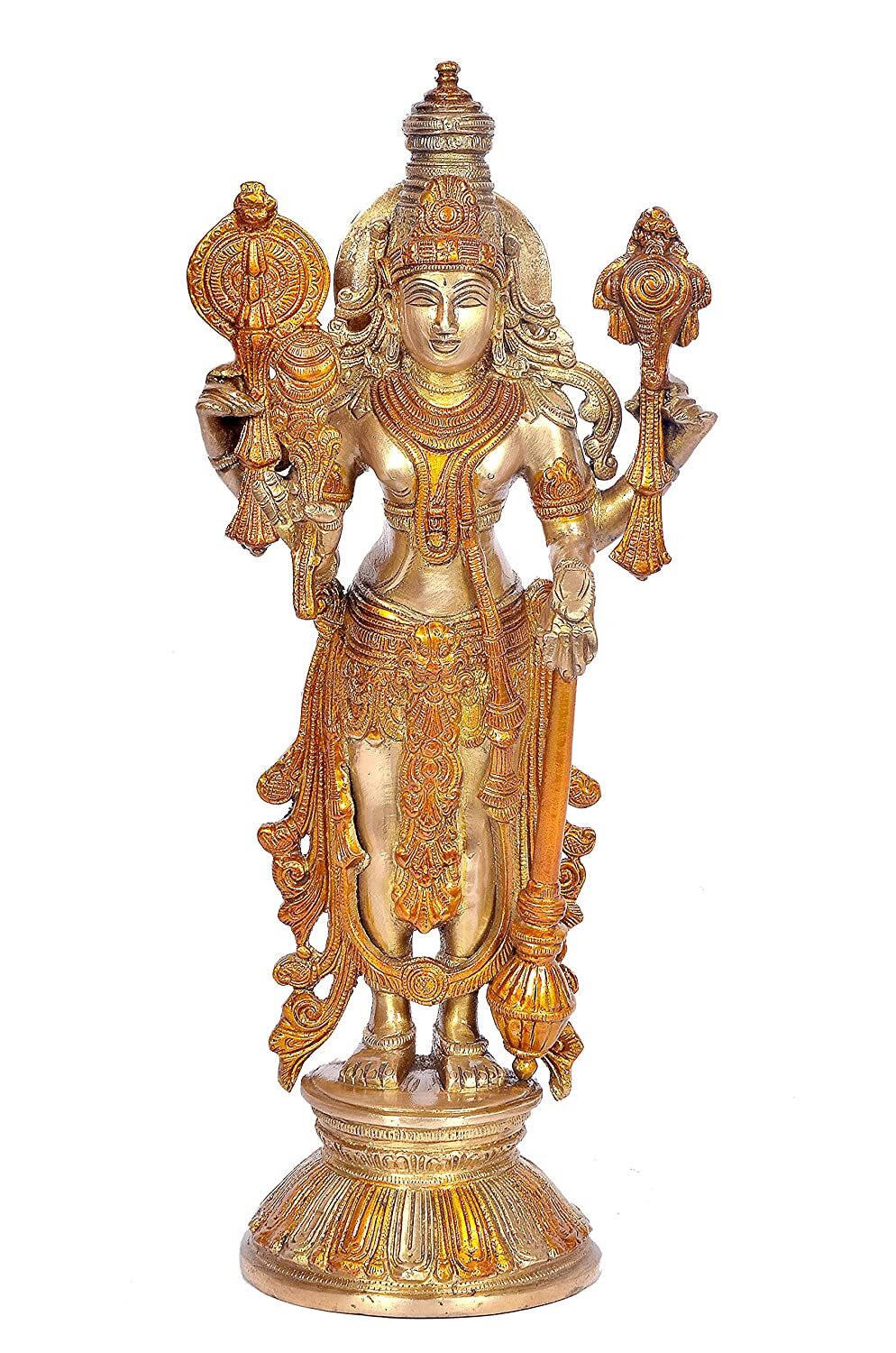 Brass Vishnu Ji Standing Vishnu Idol Vishnu Statue Height 12.5 Inch