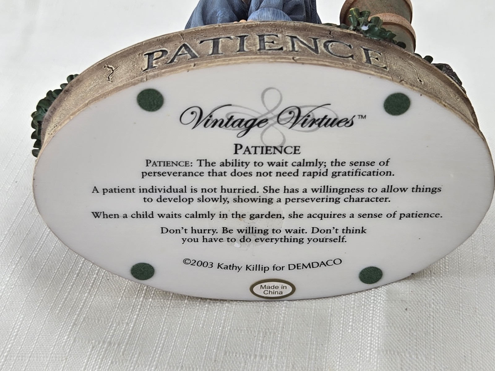 6 Vintage Virtues Demdaco Appreciation Peace Love Patience Humor & Love