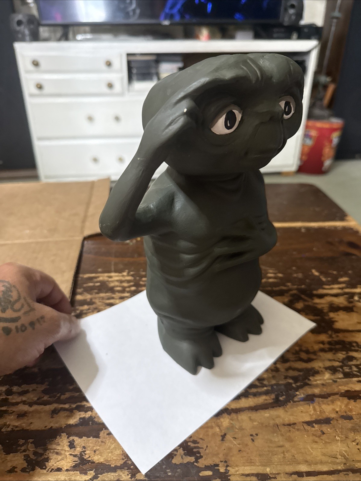 1980s Rare Vintage Ceramic 9.5” ET Figure Statue Extra Terrestrial Phone Home