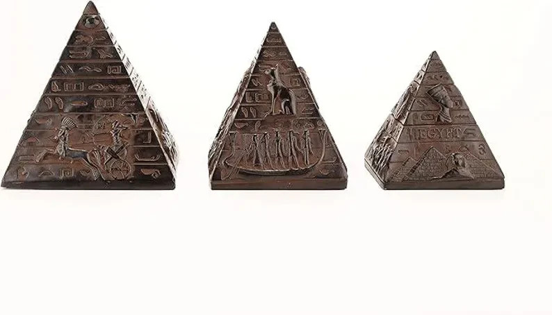 Set of 3 Vintage Egyptian Pyramids – Basalt stone Giza Style Egyptian Replica