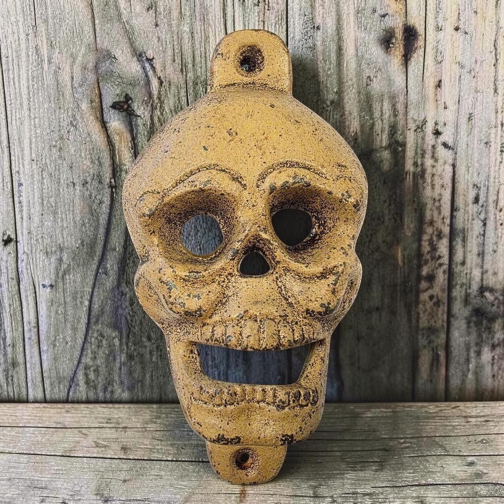 Skull Cast Iron Wall Mounted Bottle Opener With Antique Finish (5″ x 2.75″)