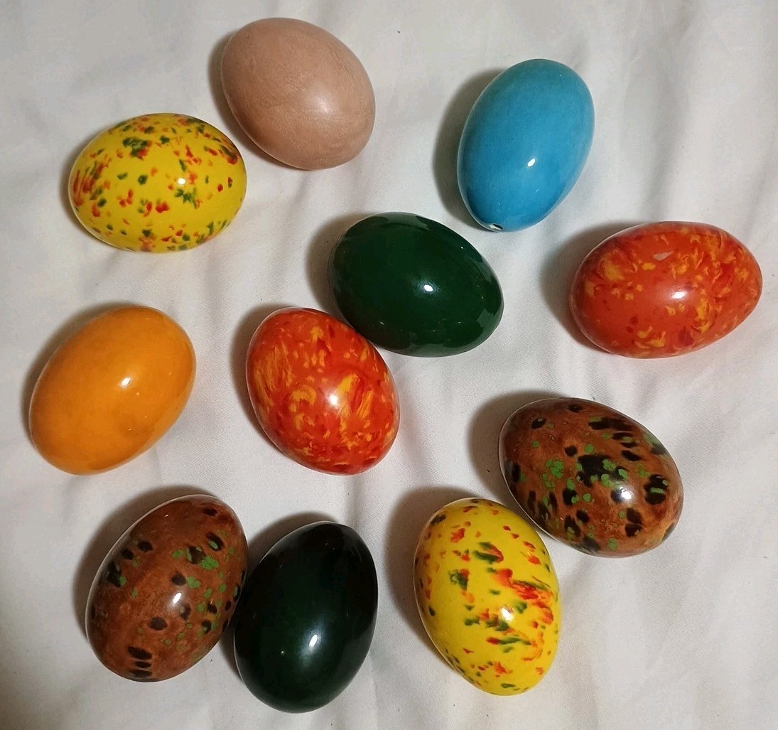 13 Pc Ceramic Easter Eggs Basket Flower Lot🏵️Speckled Glazed Decor Vintage 1979