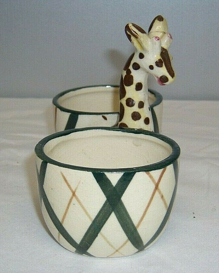 Vtg Giraffe Double Toothpick Holder Ceramic Made in Japan 4.50 x 5.50 x 3 in.