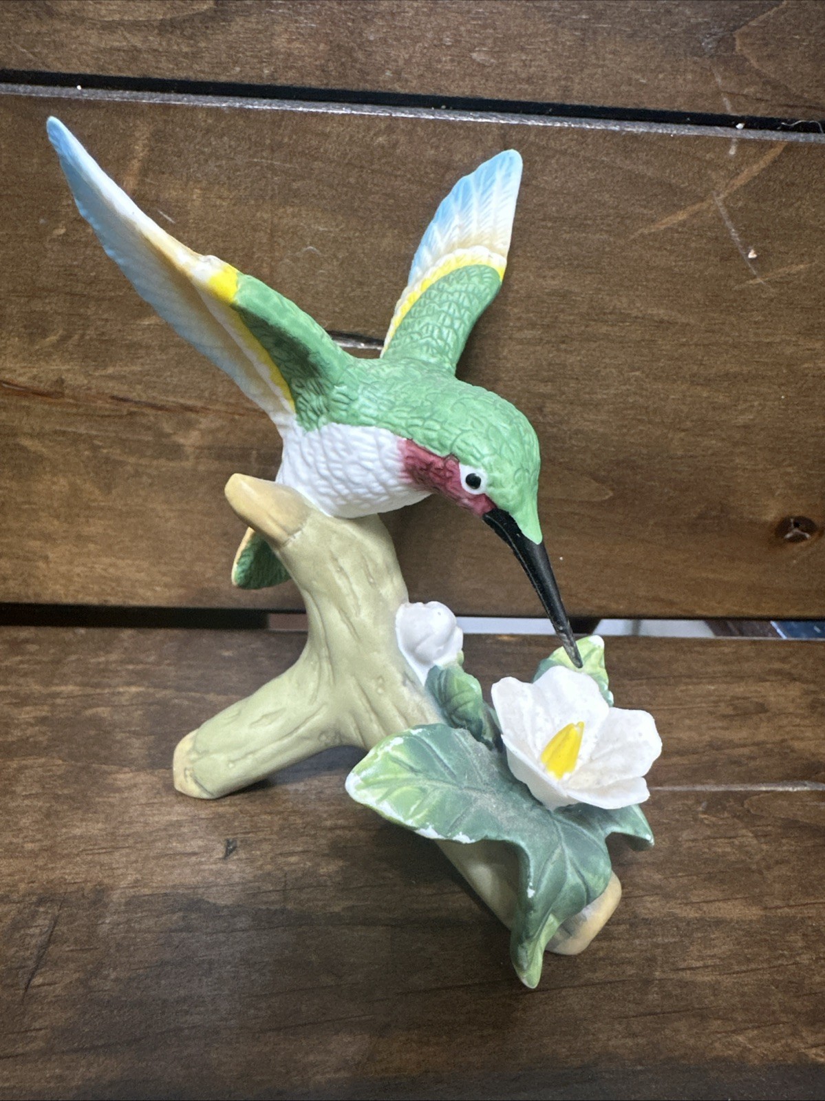 Ruby-throated Hummingbird w Flower Branch – Porcelain Bisque.