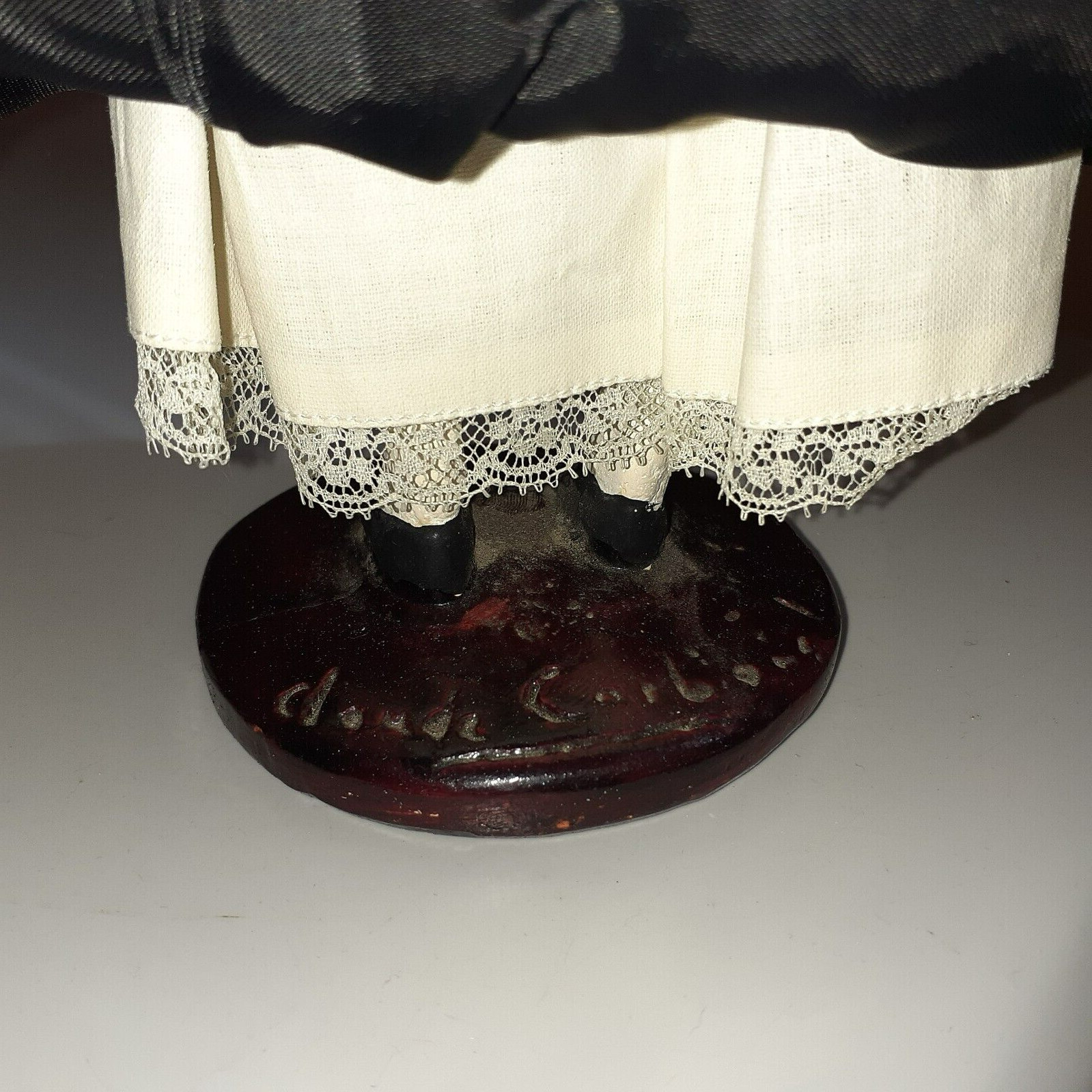 Claude Carbonel French Clay & Fabric Art Woman Figurine, Signed 11.5″ tall