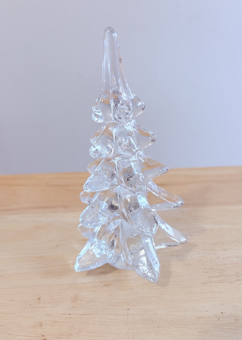VTG Solid Crystal Glass Christmas Tree Figurine Art MCM Figurine 5 1/2 in Tall