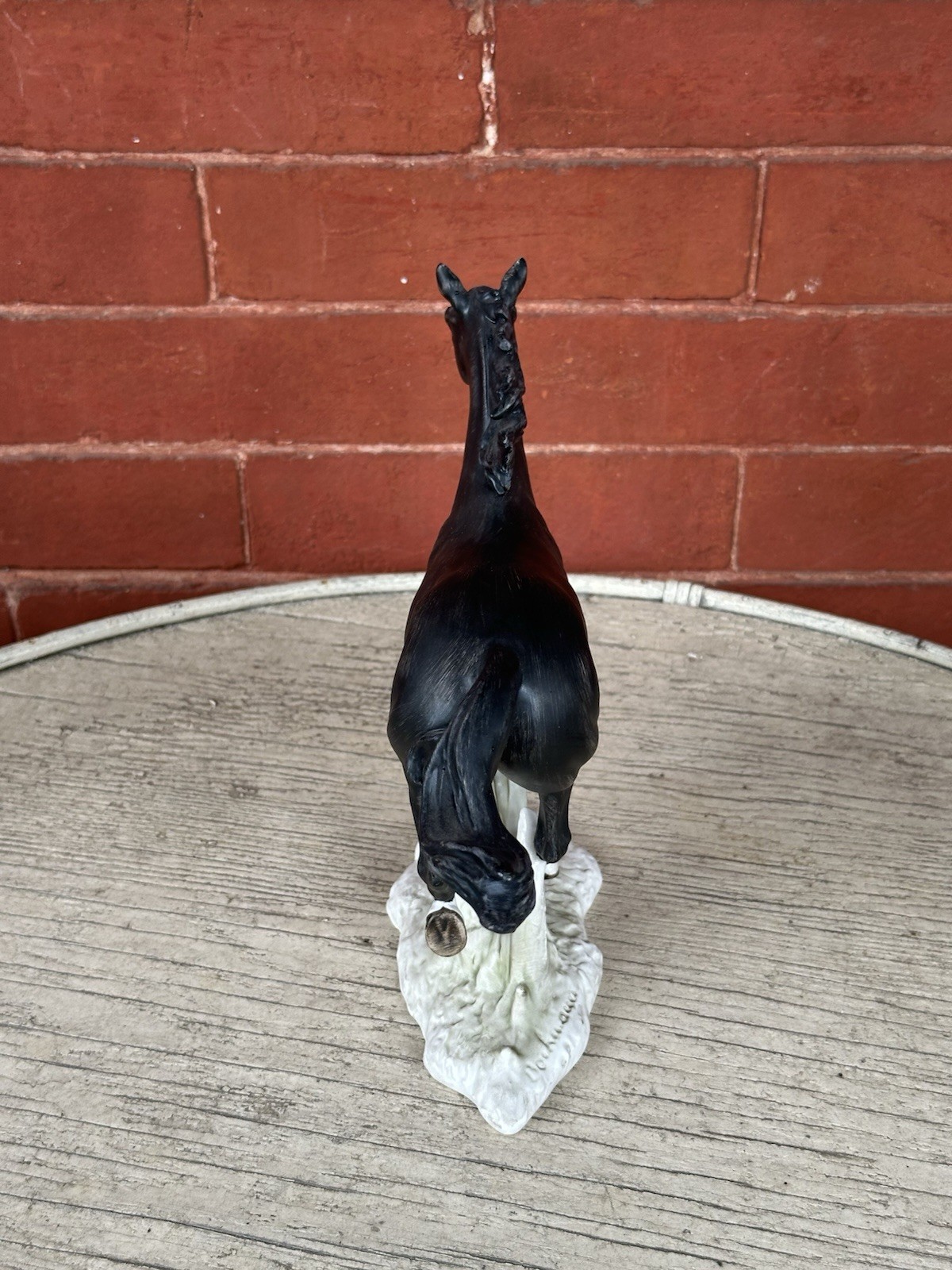 Geobel Gerhard Bachmann Black Horse Figurine Vintage 1972 Matte Porcelain