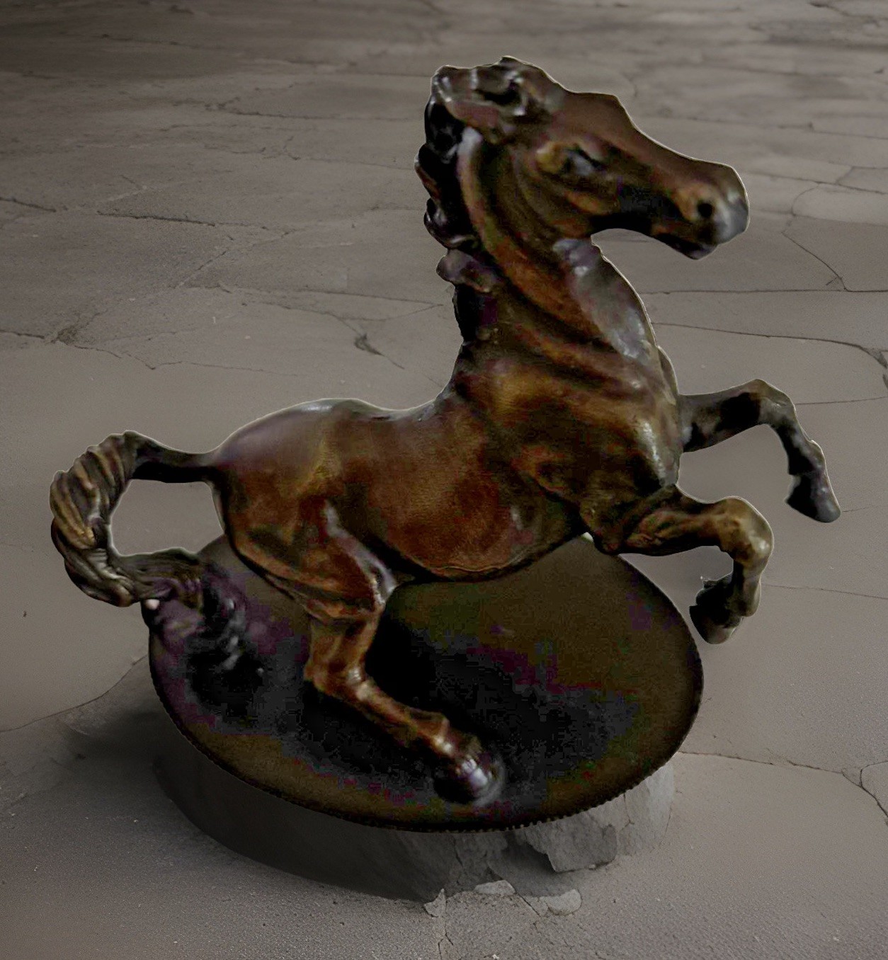 Franklin Mint Renaissance Western Bronze 1987 Mustang Horse Sculpture