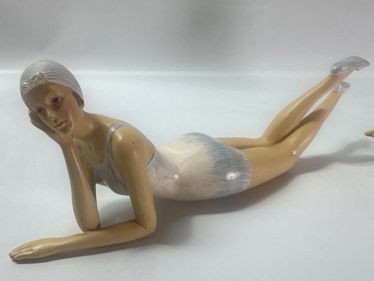 1920’s BATHING BEAUTY Figurine~ SET OF 2~ LIGHT BLUE, Art Deco,