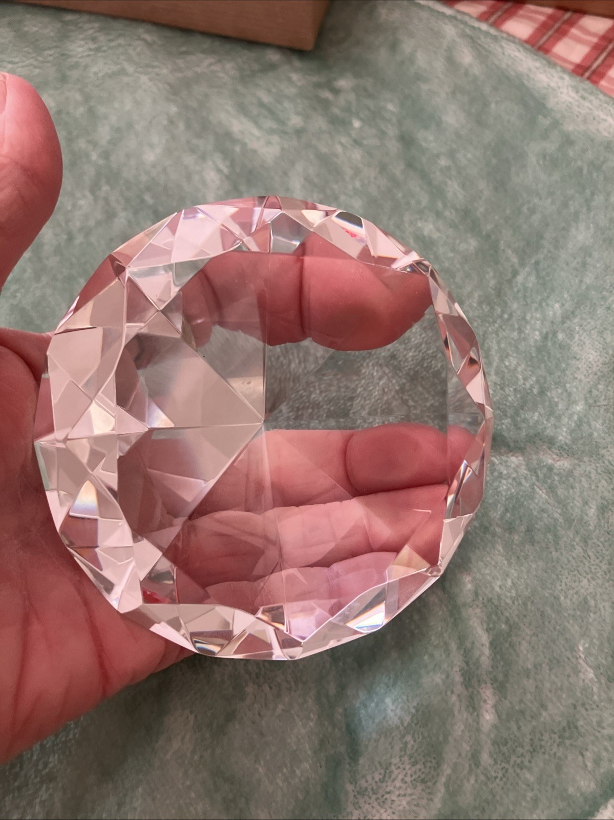 Crystal Diamond Cut Paper Weight 5″x3″ EUC Fun Gift & Great For Newly Engaged!