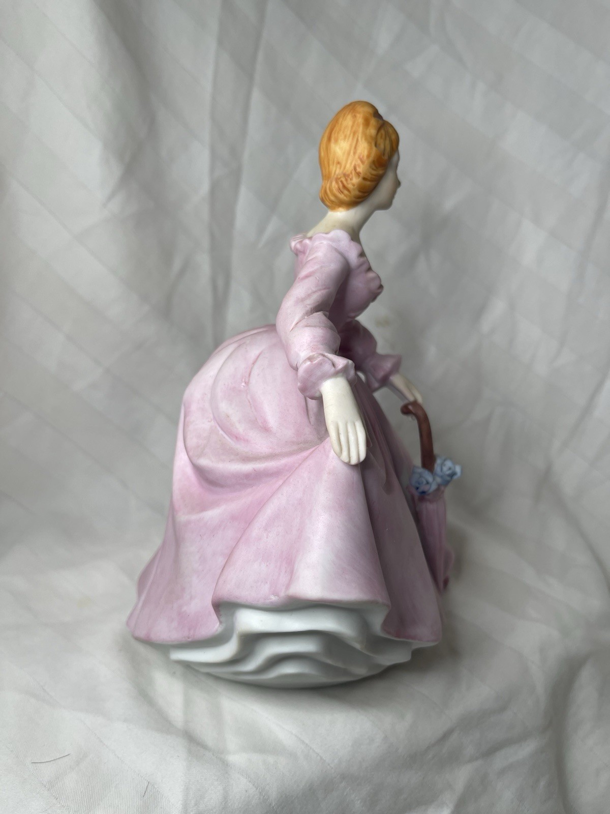 Porcelain Figurine Woman in Pink Dress Hand Painted Matte Collectible Sculpture