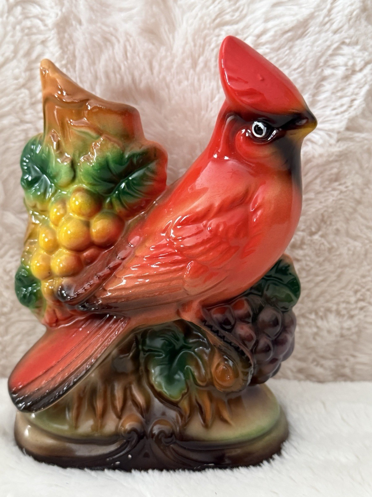 Enesco Large Vintage Japan Airbrush Painted Ceramic Cardinal Bird Figurine