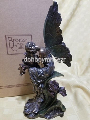 Rare Bronze Art Gallery Art Nouveau Fairy Iris Rest Collectible Figurine