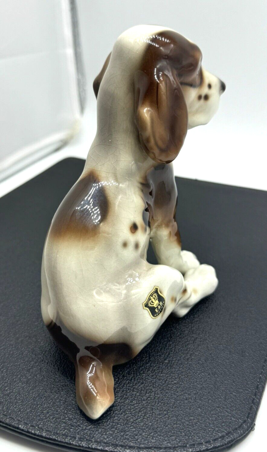 Vintage Keramos Dog Spaniel Figurine Ceramic Vienna Austria Glossy 6” EUC