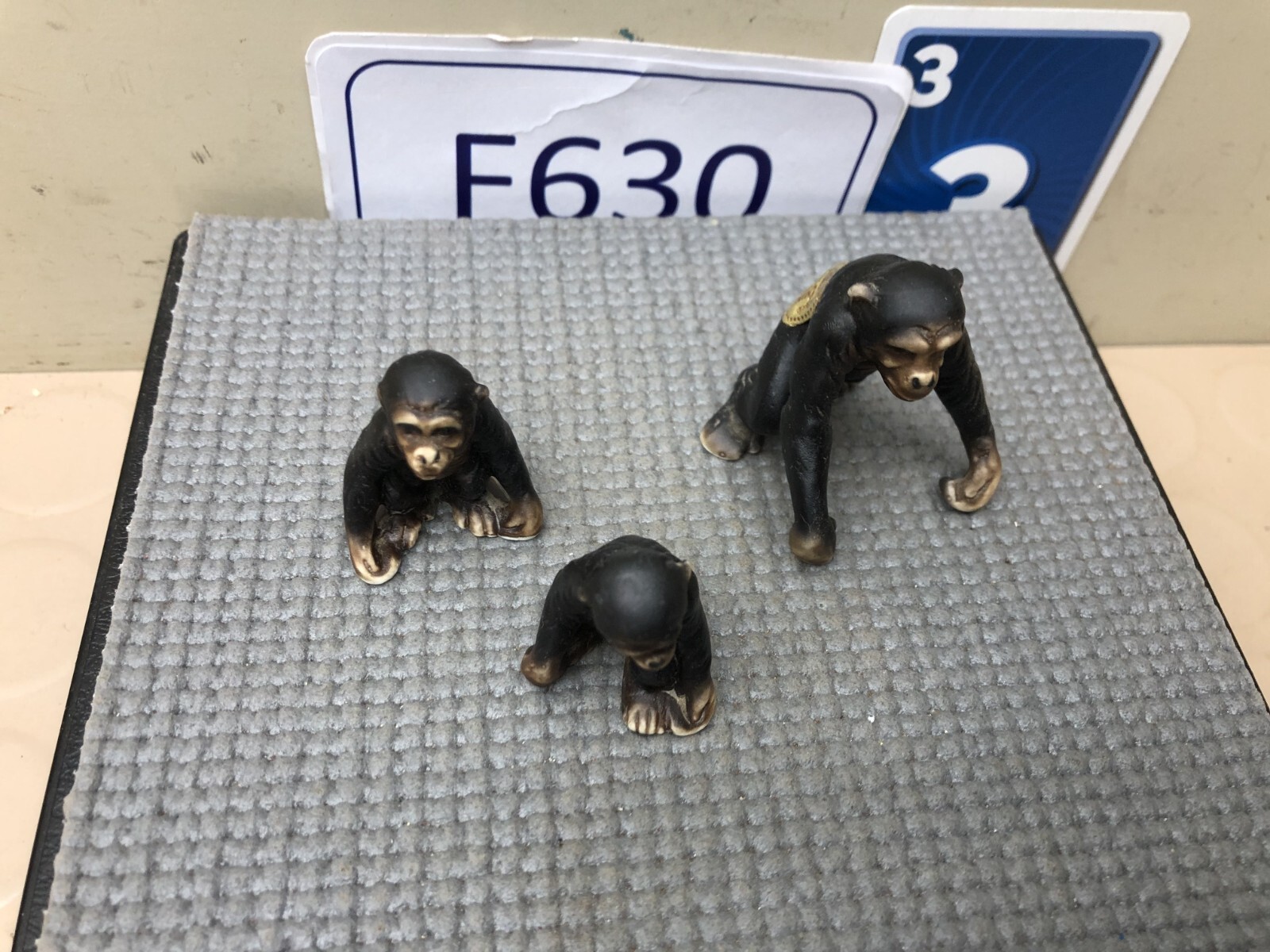 Vintage Bone China Miniature Monkey Ape Figurine Family Lot of 3