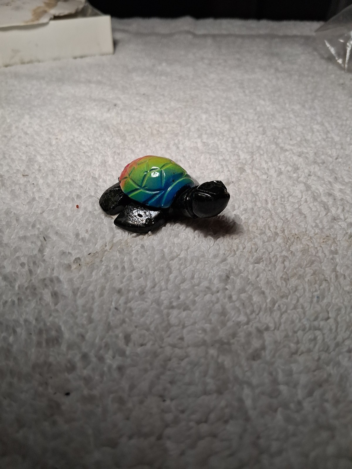 Painted Marble Stone Green Sea Turtle (1 stone figure approx. 2+ inches)