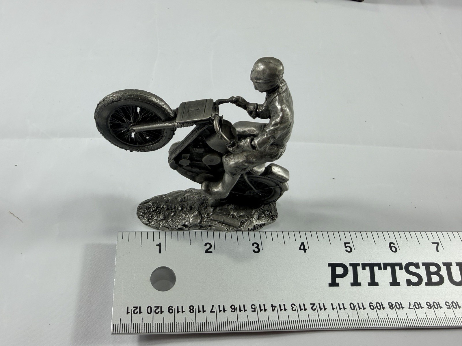 Harley-Davidson Limited Edition Pewter Motorcycle Rider Sculpture by Skip Winn