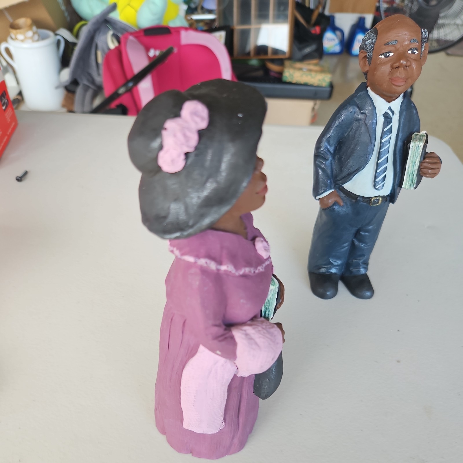 African American Man & Woman Resin Figurines Sunday Morning. 37