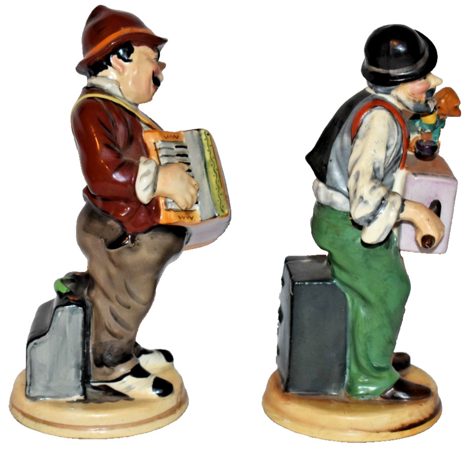 Tashiro Shoten Occupied Japan Figures Organ Grinder With Monkey Accordian Player