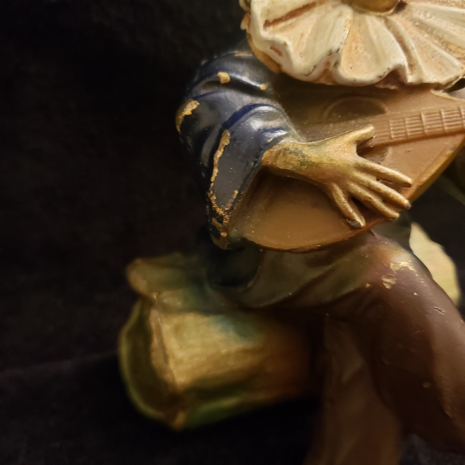 Pierrot Clown Minstrel 1920s Art Deco Cast Metal Spelter 5″ Painted Figurine