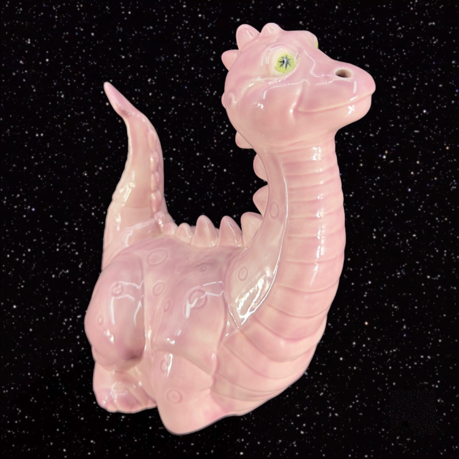 Ceramic Hand Painted Ceramic Pink Dinosaur Figurine Whimsical Figure Vintage