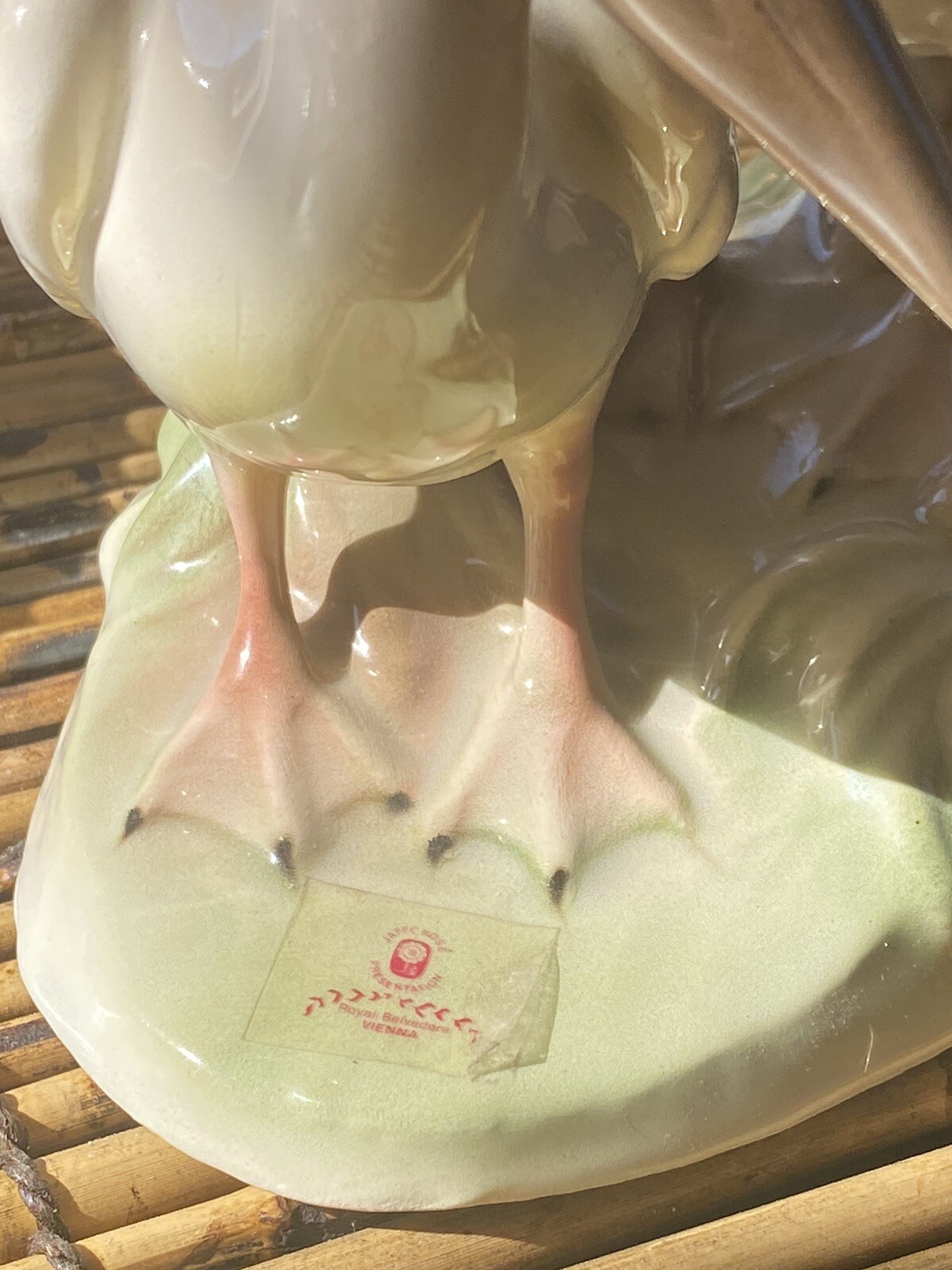 Keramos Wien Austria Signed Royal Belvedere Porcelain Pelicans Vintage Figurine