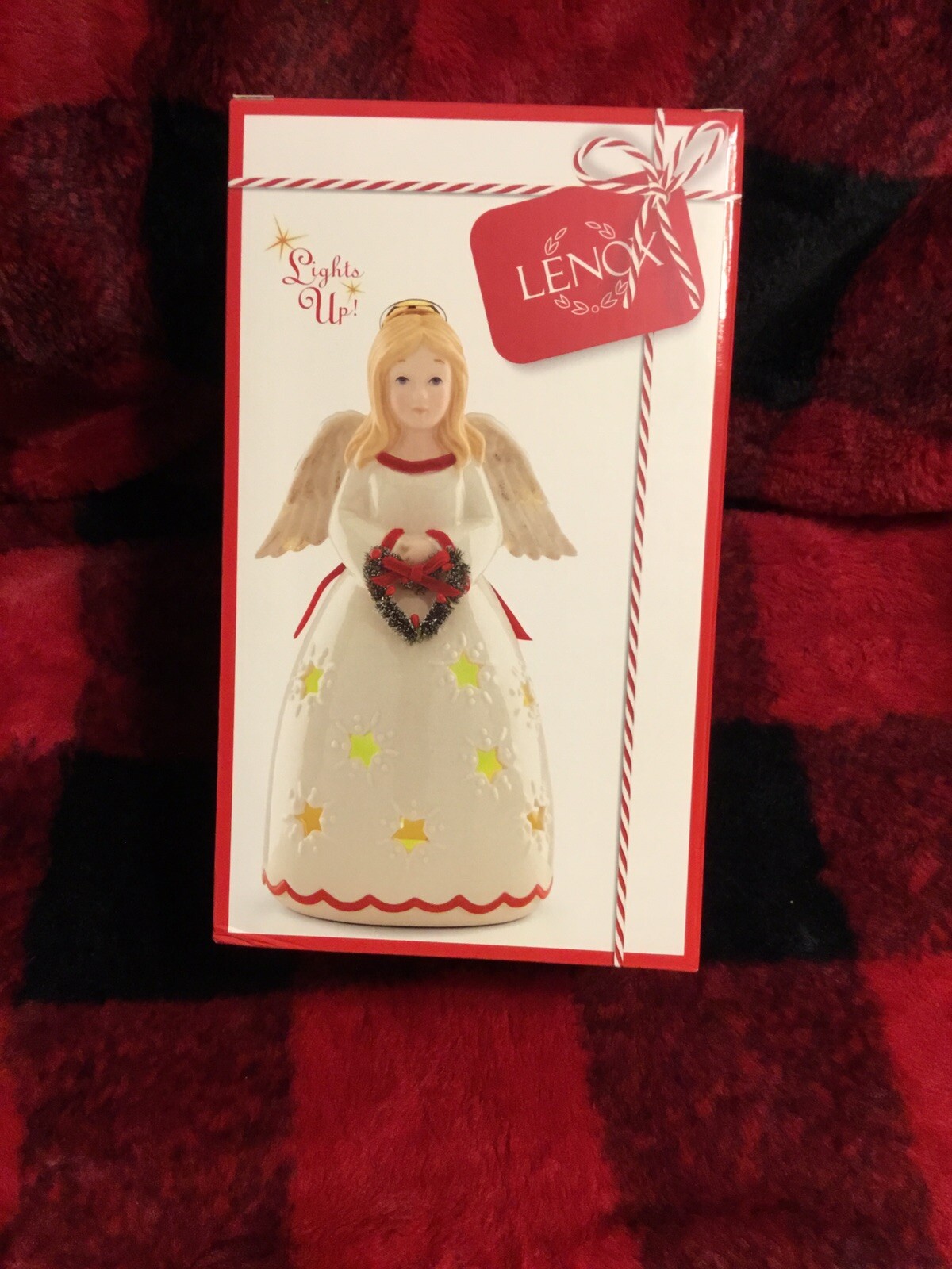 RareLENOX MERRY & LIGHT Angel Figurine Sculpture LIGHTS UP 8” New