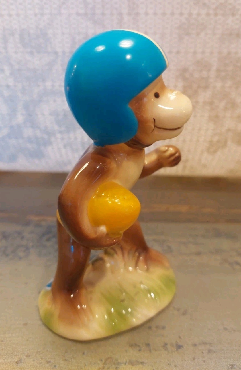 Vintage 1981 Gorham Curious George Hand Painted Margaret E Rey Football Player