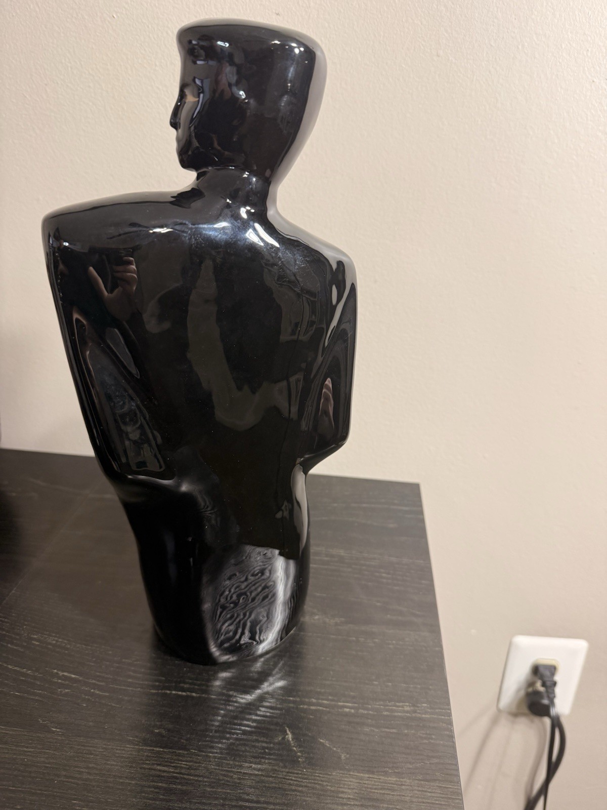 Vintage Modernist Art-Deco 80’s Glam Style Black Ceramic Women & Man Figure