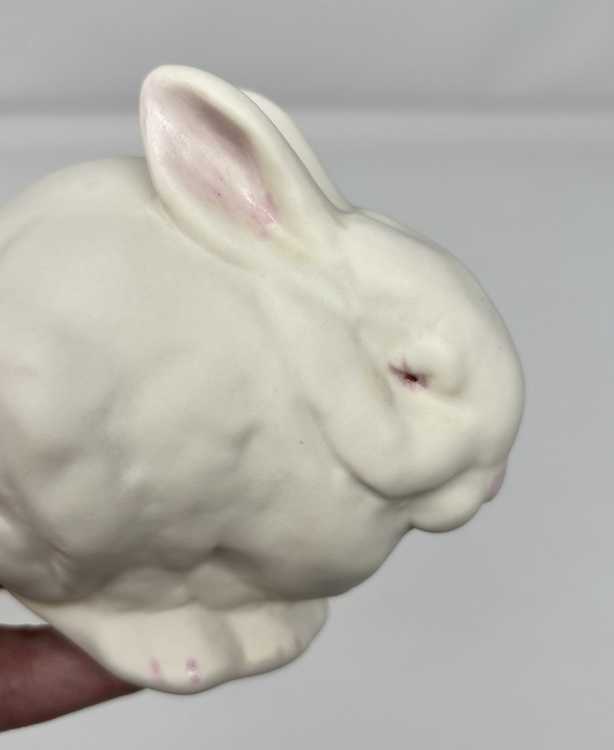 Vintage Mr. Snowball Bunny Rabbit Figurine Bisque Porcelain White Signed 1987