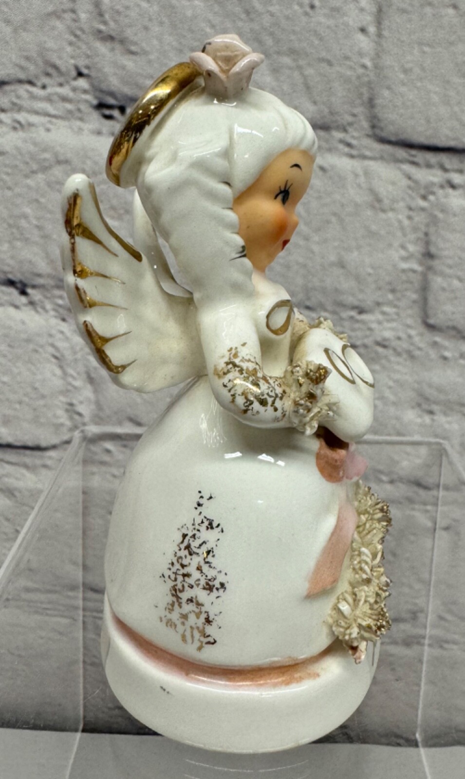 Napco June Birthday Angel Spaghetti Trim Figurine #A1366 Wedding Rings Eternity