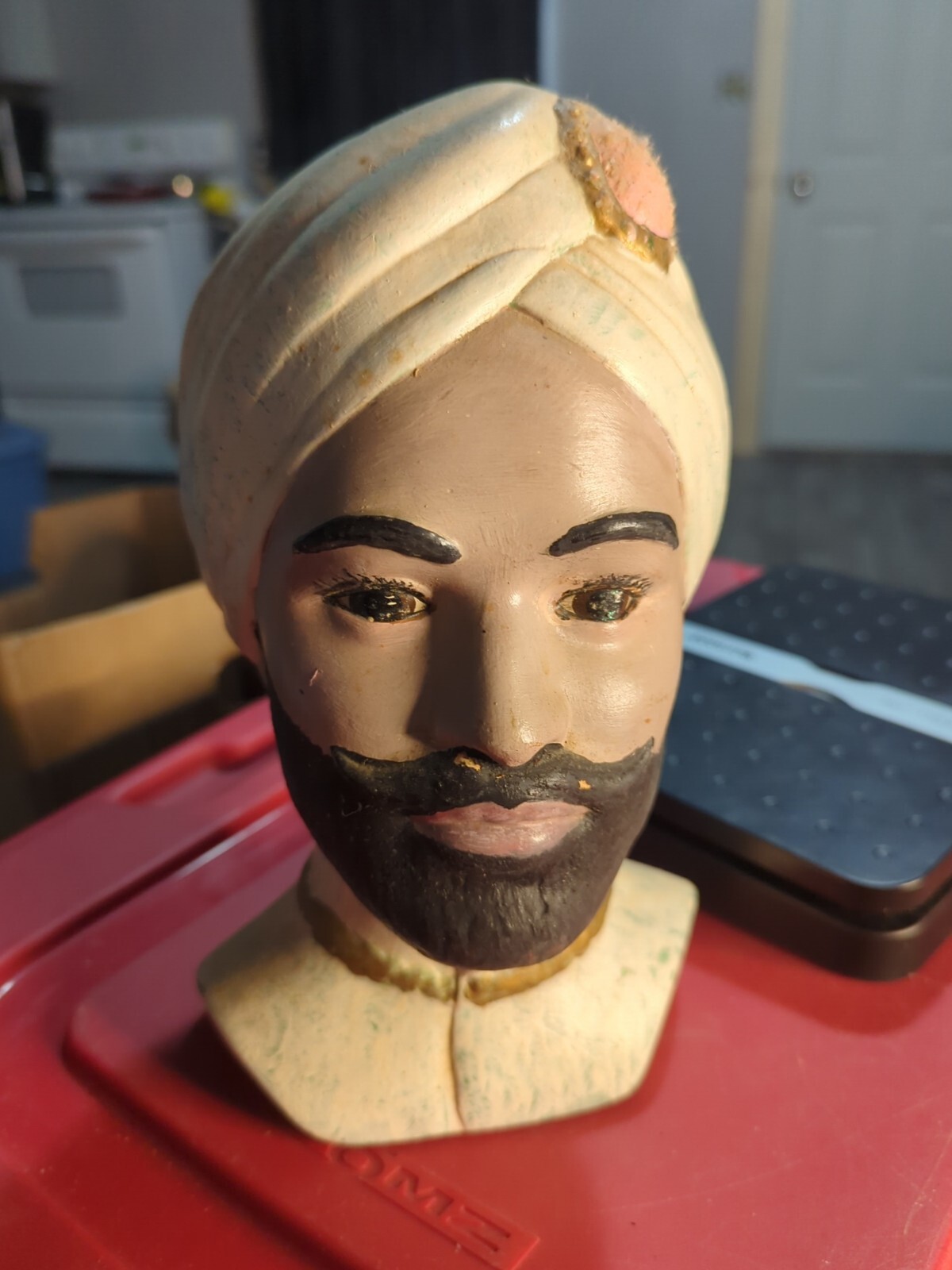 Vintage Native India Man Bust Figurines Ethnic Turban Scarf Jeweled Headwrap