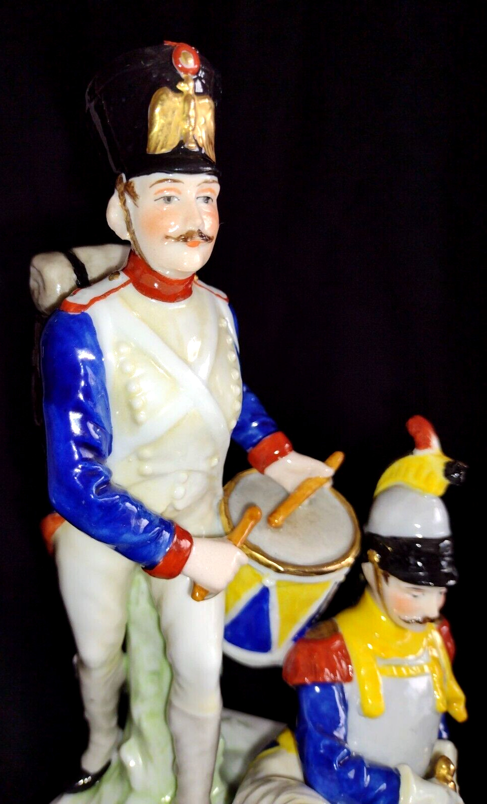 Antique Volkstedt E&A Muller Thuringia Hand Painted Figurine 2 French Soldiers