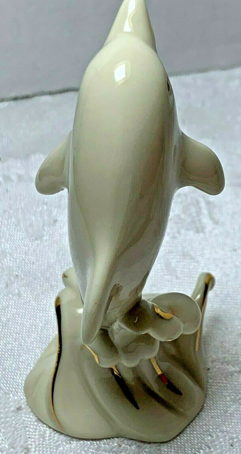☘☘☘ Lenox 4″ Miniature Dolphin Classic Ivory Color 24Kt Gold Trim Figurine ☘☘☘☘