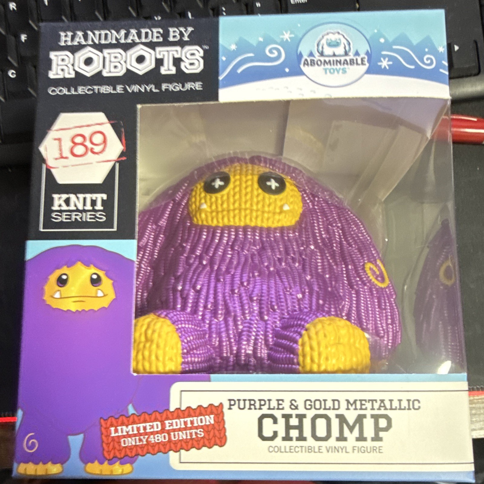 Handmade by Robots Chomp Knit Series Metallic Purple Gold Vinyl Figure