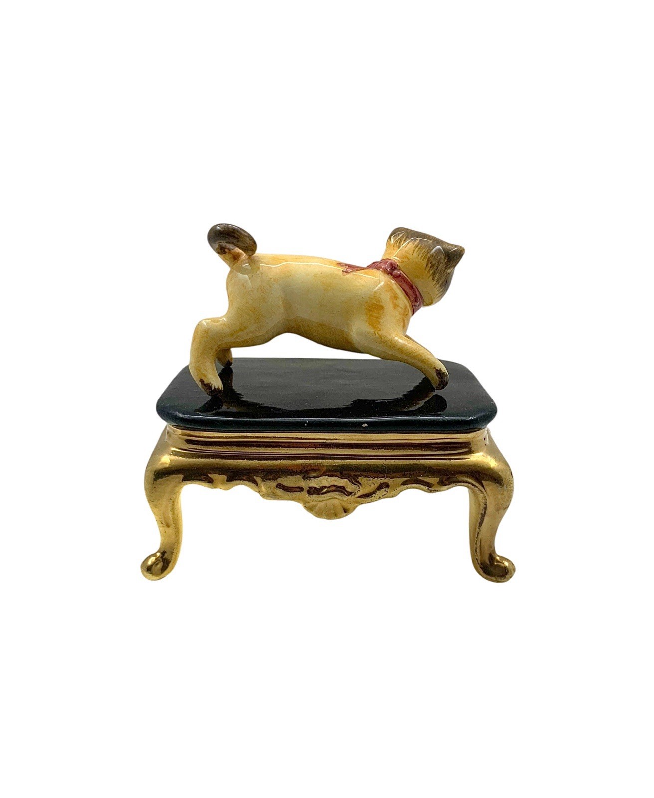 Dog Figurine Mini Pug on Stand Porcelain Italian Vintage Adorable Gift Decor