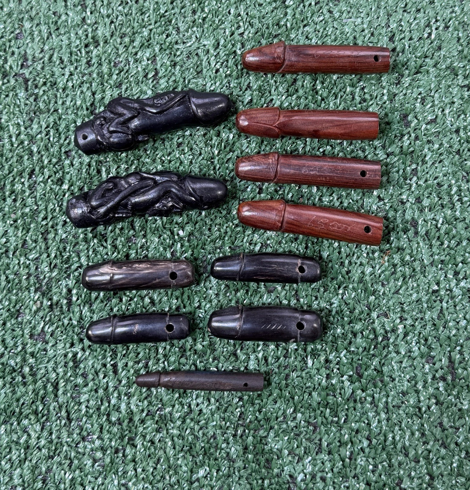 Lot Of 9 Wood Phallic Phallus Lucky Amulet Statue Thailand Vintage Hand Carved