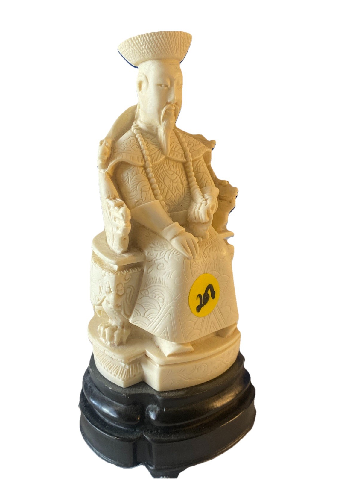 Morleans Handmade Resin Seated Man Figurine Ivory Color w/ Black Base 7″ Italy.