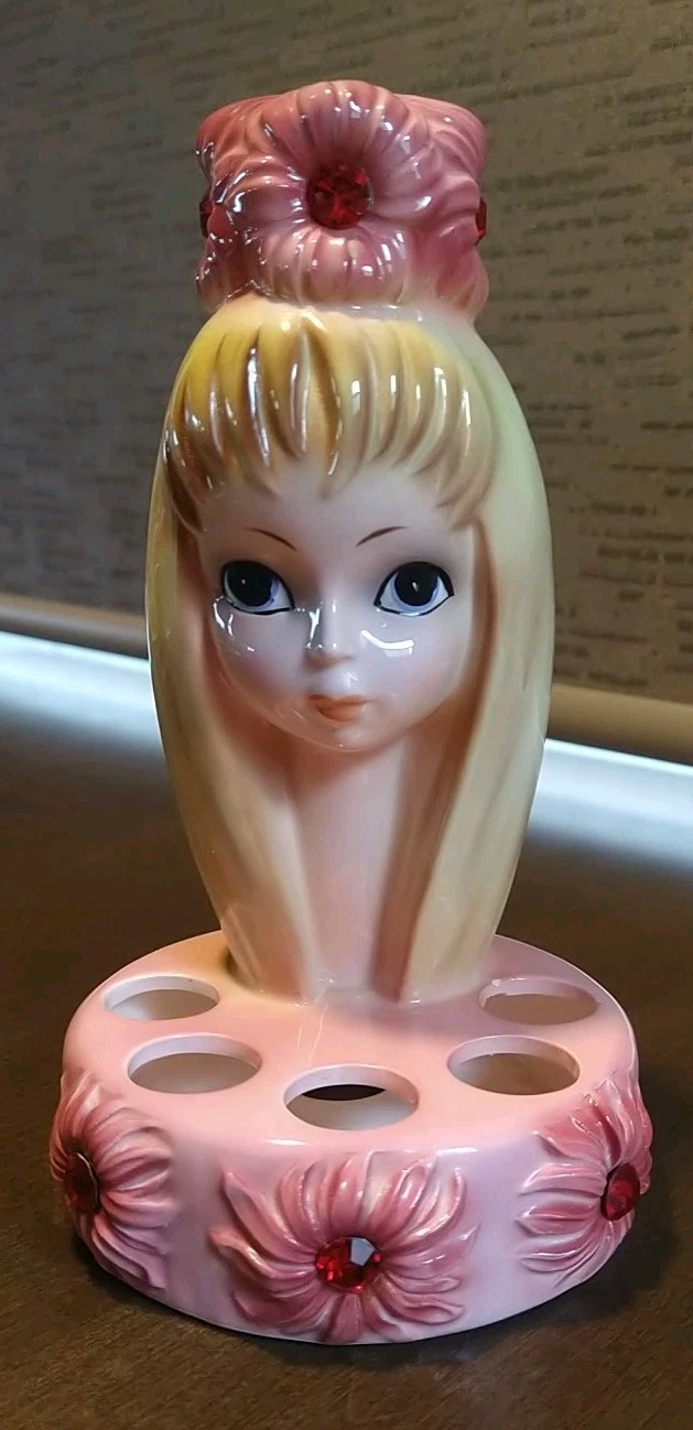 RARE JOSEF ORIGINALS PINK BLONDE GIRL LIPSTICK HOLDER RETRO LADY 60’s VINTAGE
