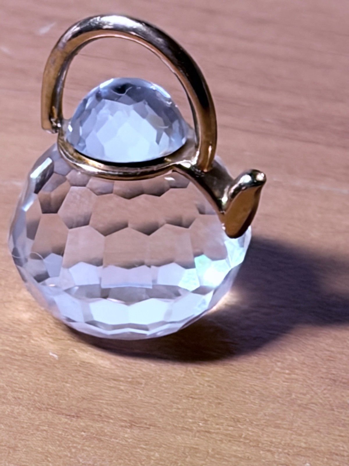 Vtg Swarovski Crystal Gold Plated Memories Classic Tea Pot Kettle Miniature 1″