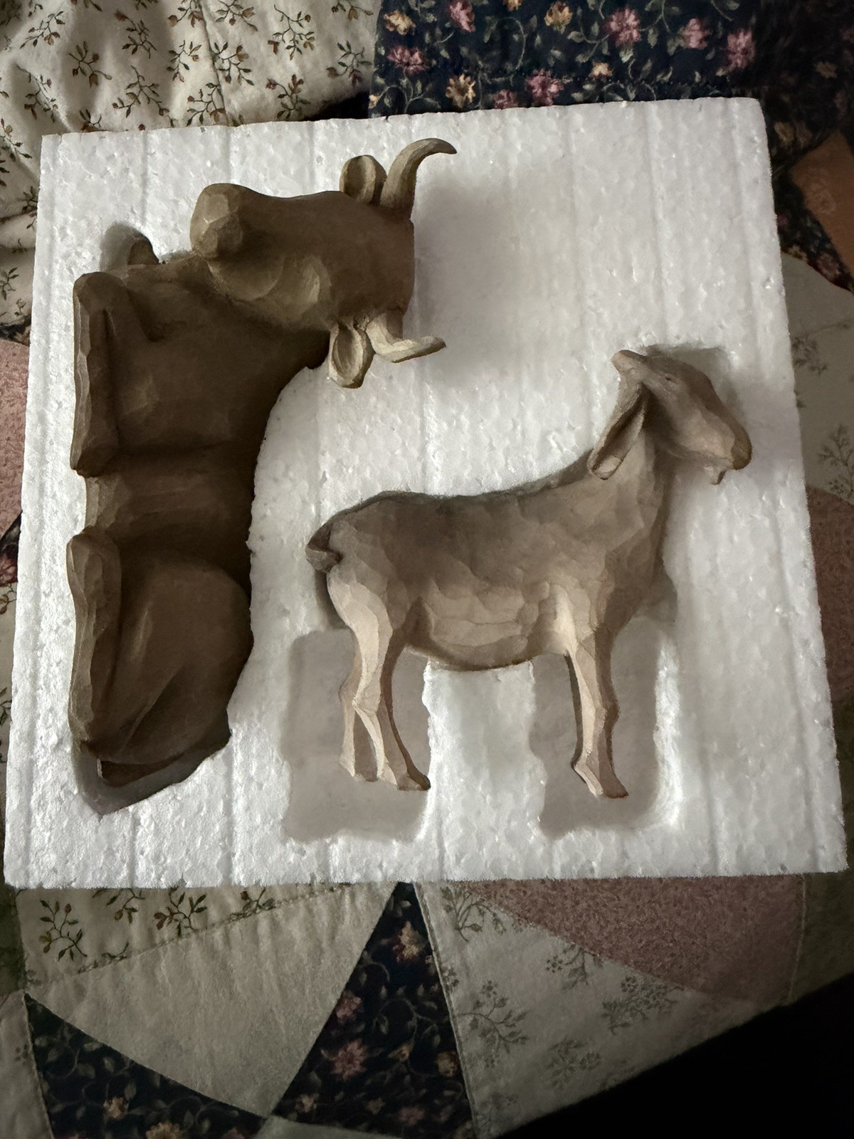 Willow Tree Nativity Ox and Goat Figurines with Box, Artist Susan Lordi