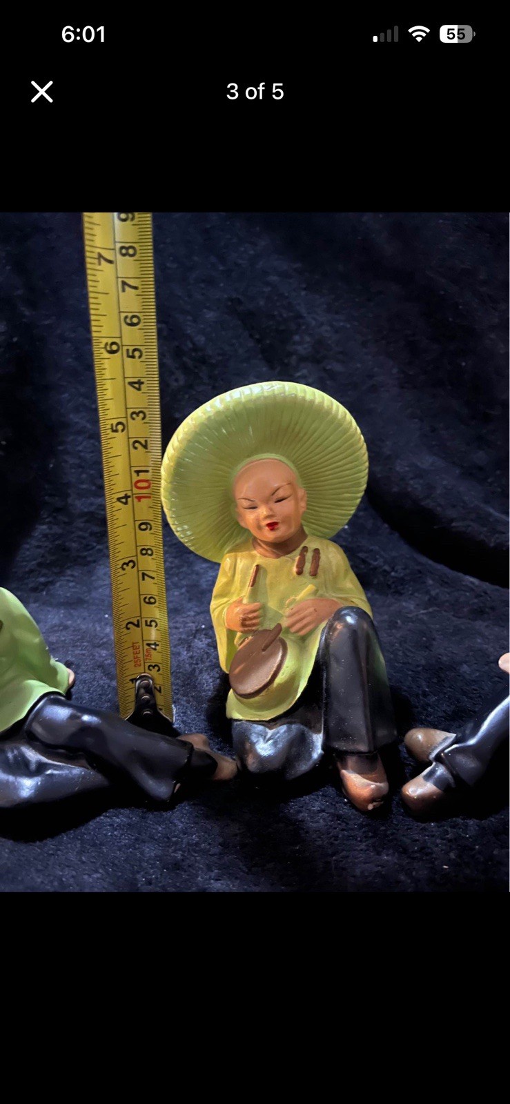 Set of 3 MCM Ceramic Painted Seated People Figurines