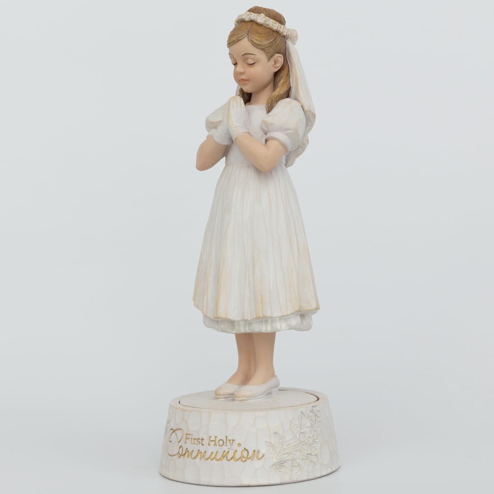 Girls First Communion Figurine With Rosary Hand Painted Praying Statue Gift