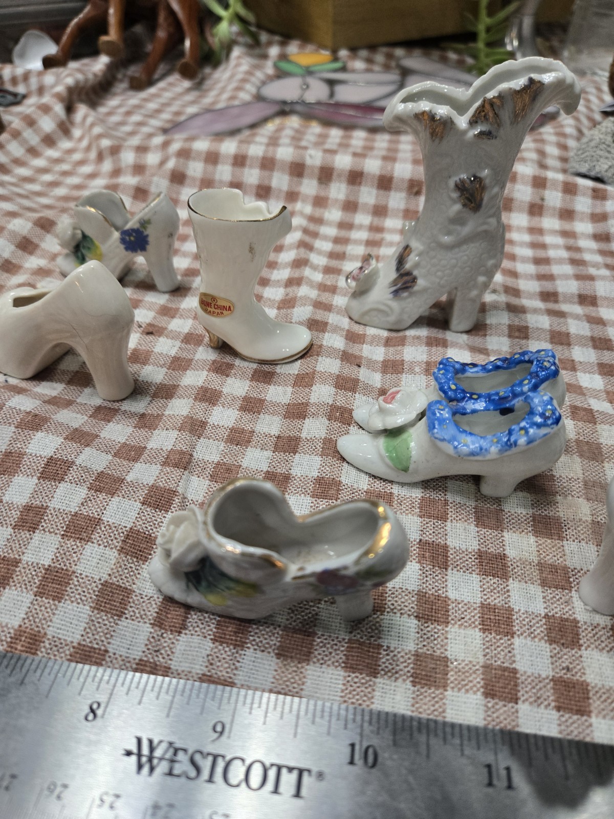Vintage Miniature Porcelain Shoe Lot of 9 Bone China Japan Taiwan Figurine Boot