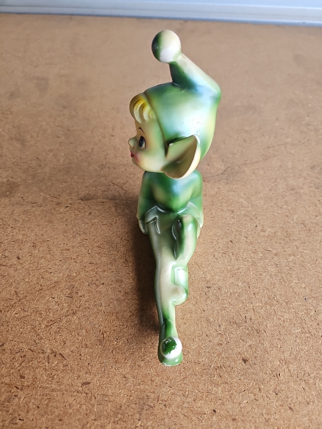 Vintage Bradley Ceramic Pixie Elf Figurine Knee Up 1950s Mid-Century Green Read