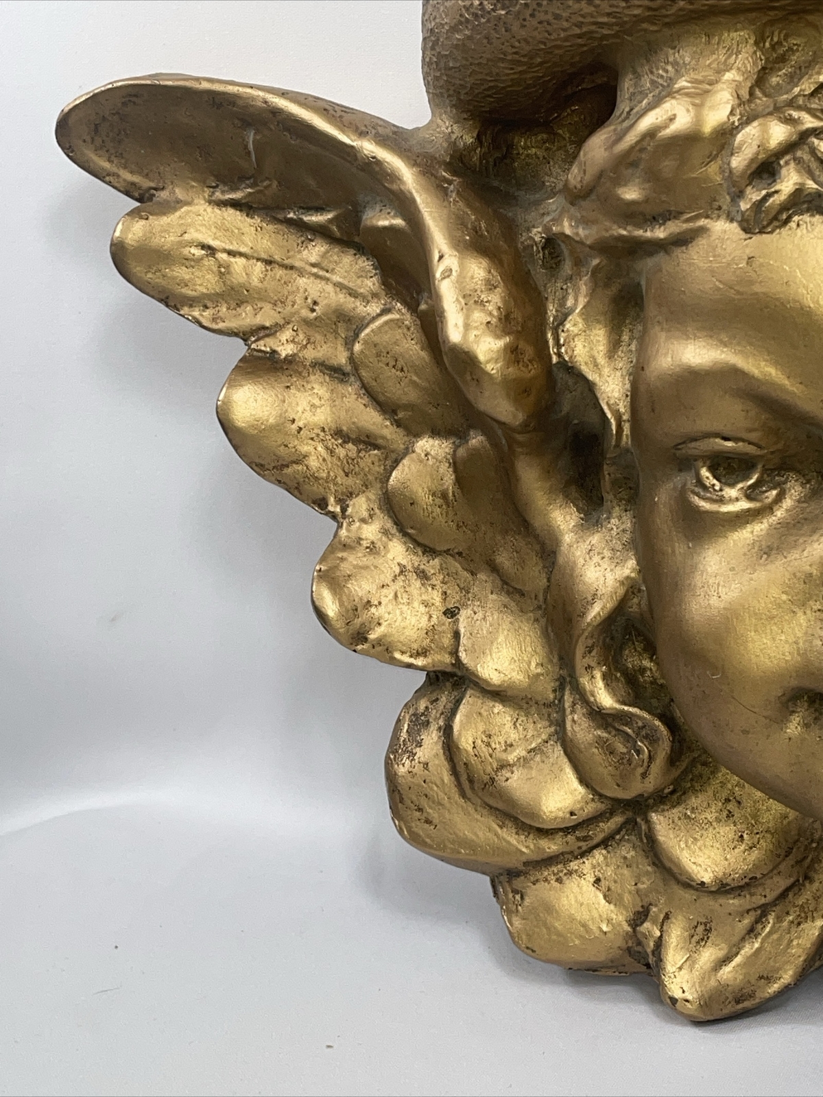 Vtg Cherub Angel Sconce Wall Shelf Gold Baroque Victorian Shabby Regency Ceramic