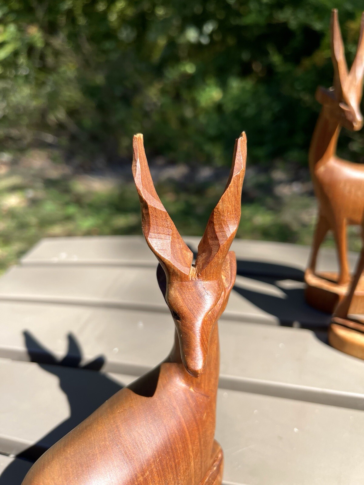 Hand Carved Wooden Antelopes Made In Kenya Mid Century Lot Of 3 – Rustic