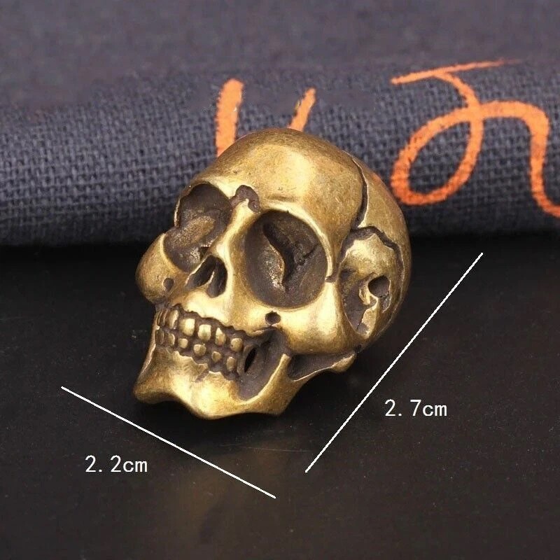 Brass Skull Head Figurine Ornament Punk HipHop Skeleton Miniature Statue Gifts